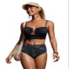 CRZ YOGA Womens High Waisted Bikini Bottom Tummy Control Bathing Suit Swimsuit Full Coverage Swim Briefs Jungle Camouflage Gray Small view 3