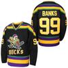 EETUG Mighty Ducks Jersey #96 Charlie Conway #99 Adam Banks #33 Greg Goldberg #66 Gordon Bombay Movie Hockey Jersey White Green (99 Black,2X-Large) view 1
