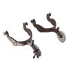Miskall Cowboy Horse Spurs, 2 PCS Carbon Steel Horse Training Outdoor Garden Retro Spurs Saddlery Equipment with Cow Icon, Saddlery Spur view 1