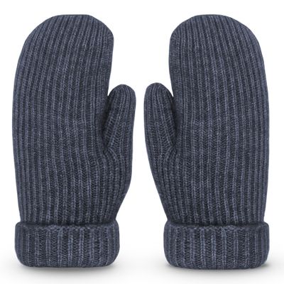 Whiteleopard Men's Winter Gloves Warm Lining Elastic Cuff - Knit Stretchy Cold Weather Warm Knit Thick Gloves Mittens. (Navy, Medium)