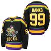 EETUG Mighty Ducks Jersey #96 Charlie Conway #99 Adam Banks #33 Greg Goldberg #66 Gordon Bombay Movie Hockey Jersey White Green (99 Black,Small) view 1