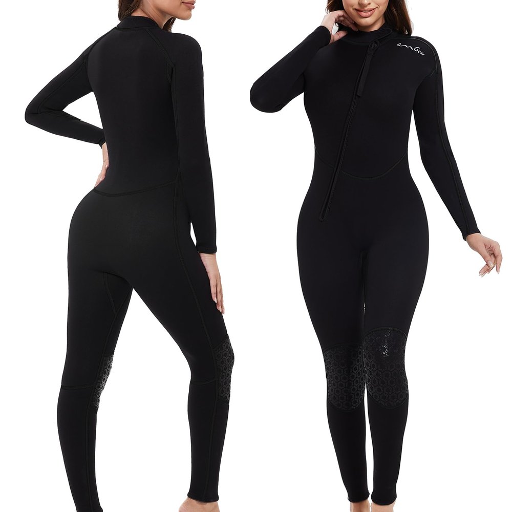 OMGear Diving Wetsuit for Women 3mm Neoprene Wetsuit Female Fullsuit Long Sleeve Snorkel Suit Scuba Dive Suits Swimwear(Womenblack16,L)