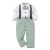 IDOPIP Baptism Christening Outfits for Boys Baby Clothes Sets Toddler Boy Outfits Gentleman Suits Bow Tie Shirts Suspenders Pants Birthday Formal Wedding Party Dress Suit Green - Pants 6-12 Months view 1