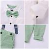 IDOPIP Baptism Christening Outfits for Boys Baby Clothes Sets Toddler Boy Outfits Gentleman Suits Bow Tie Shirts Suspenders Pants Birthday Formal Wedding Party Dress Suit Green - Pants 6-12 Months view 4