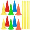 HDYZJQ Agility Training Hurdle Cone Set, Flexible Slalom Poles for Athletes Agility Drills and Fun Competitions, Soccer Agility Training, 10 Cones and 5 Poles(30cm Round Base,1.5m(5ft)) view 1