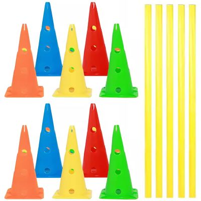 HDYZJQ Agility Hurdle Cone 5pc Set, Detachable Slalom Training Agility Poles for Players Adult Children and Dog, Outdoor Sport Traning Equipment(52cm Square Base,1m(3.3ft))