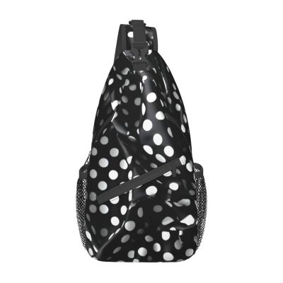 Black And White Corrugated Dots Backpacks, Men'S And Women'S Chest Bags, Crossbody Bags, Hiking Fashion Shoulder Bags Outdoor Sports