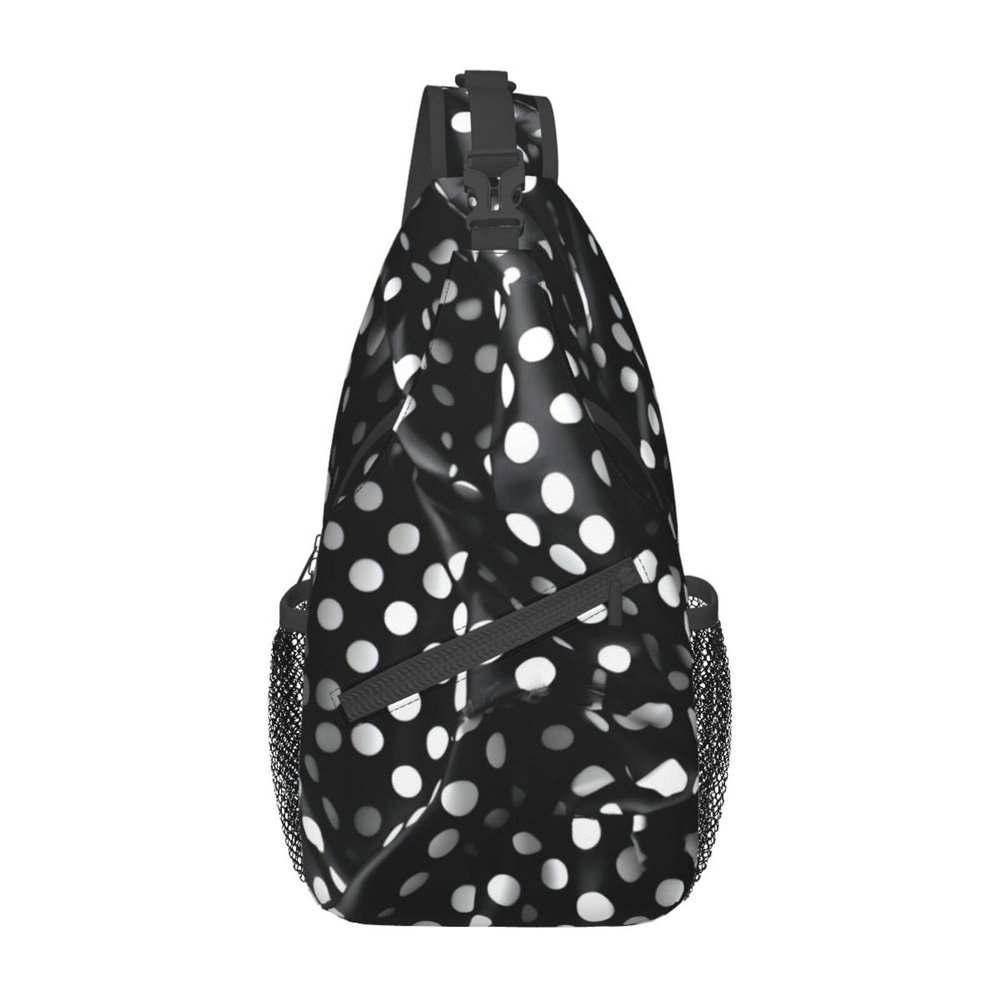 Black And White Corrugated Dots Backpacks, Men'S And Women'S Chest Bags, Crossbody Bags, Hiking Fashion Shoulder Bags Outdoor Sports