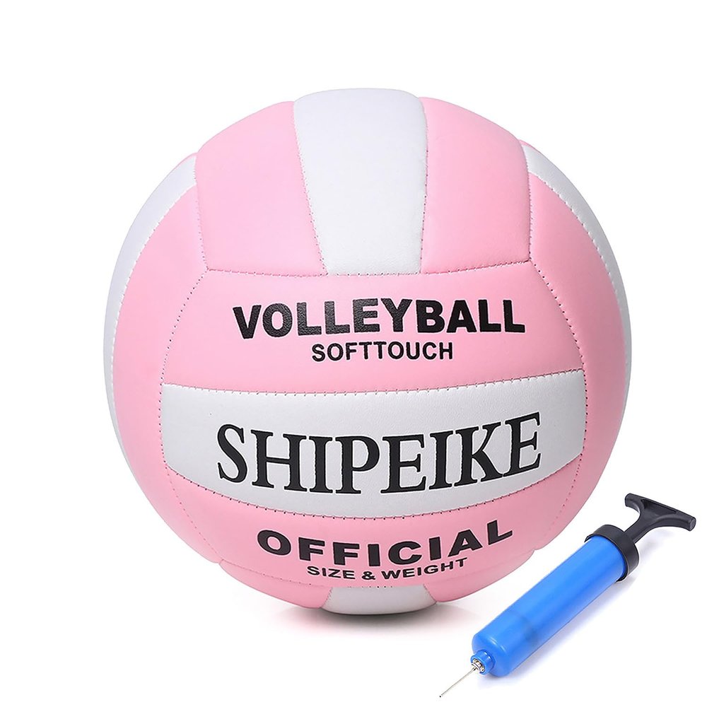 ABAJI Volleyball Pink Official Ball Thicker PU Waterproof Anti-Explosion Youth Kids Girls Boys Indoor Training Game Outdoor Sand Beach Pool Play Pump Needle