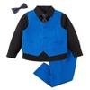 Toddler Suits for Boys 2T Royal Blue Vest and Pants Set with Black Dress Shirt Kids Tuxedo Suit for Wedding Ring Bearer Outfit Clothes view 1