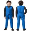 Toddler Suits for Boys 2T Royal Blue Vest and Pants Set with Black Dress Shirt Kids Tuxedo Suit for Wedding Ring Bearer Outfit Clothes view 2
