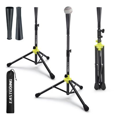 Eastgoing Heavy Duty Baseball and Softball Portable Travel Batting Tee .Easy Adjustable Height | Portable & Collapsible. Hitting Tee for Any Age Player Baseball