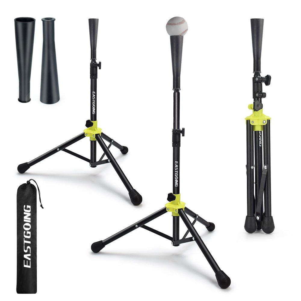 Eastgoing Heavy Duty Baseball and Softball Portable Travel Batting Tee .Easy Adjustable Height | Portable & Collapsible. Hitting Tee for Any Age Player Baseball