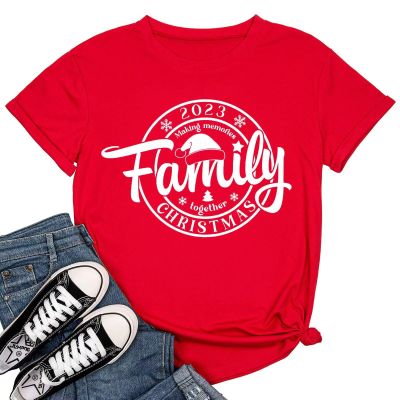 2023 Christmas Family Party Tshirt for Women Winter Xmas Graphic Tees(825-Red,M)
