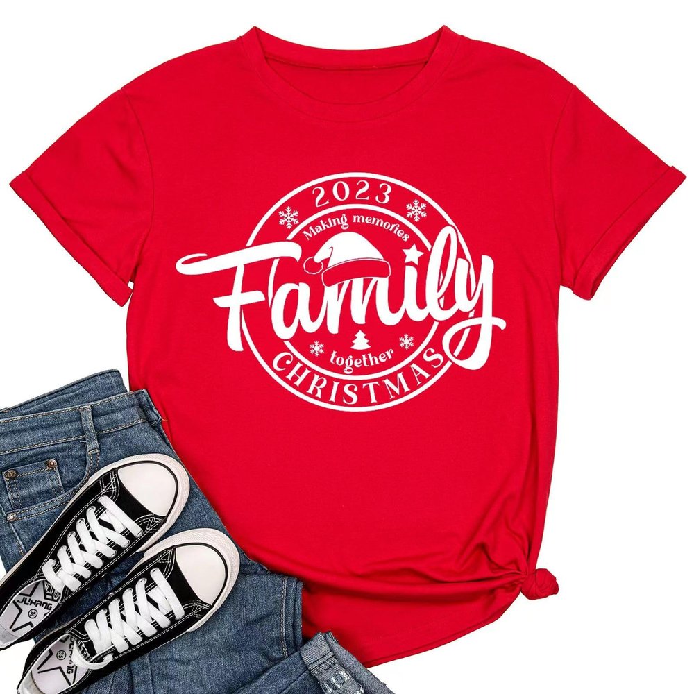 2023 Christmas Family Party Tshirt for Women Winter Xmas Graphic Tees(825-Red,M)