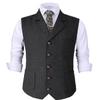 Tuikayoo Mens Retro Suit Vest Tweed Wool Regular Fit Dress Waistcoat Herringbone for Jacket (Black,Medium) view 1