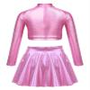 Jizyo Kids Girls Sequins Dance Dress for Jazz Hip Hop Dance Performance Costume 2Pcs Sparkle Outfits Crop Top and Skirt Set Pink 10 Years view 2