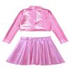Jizyo Kids Girls Sequins Dance Dress for Jazz Hip Hop Dance Performance Costume 2Pcs Sparkle Outfits Crop Top and Skirt Set Pink 10 Years view 4