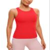 CRZ YOGA Butterluxe Workout Tank Tops for Women - Racerback Padded High Neck Yoga Athletic Shirt with Built in Bra Deep Red X-Small view 1