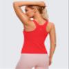 CRZ YOGA Butterluxe Workout Tank Tops for Women - Racerback Padded High Neck Yoga Athletic Shirt with Built in Bra Deep Red X-Small view 2