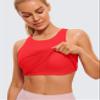 CRZ YOGA Butterluxe Workout Tank Tops for Women - Racerback Padded High Neck Yoga Athletic Shirt with Built in Bra Deep Red X-Small view 3