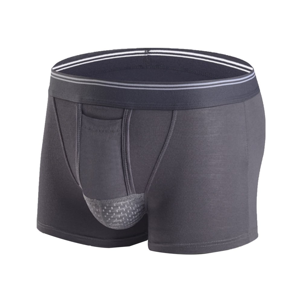 SWJGLITTR Men's U-Bag Breathable Boxer Briefs Mid-Waist Sports Underwear High Elastic Solid Underpants (Gray 1pc,4X-Large)