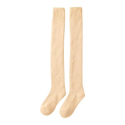 YOLAI Thickened Warm Wool Over Knee Stockings for Women Solid Colour Autumn Winter High Thigh Socks Leg Warmers (B, One Size)