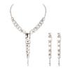 BriLove Iridescent AB Silver-Tone Women's Fashion Rhinestone Square Necklace Dangle Earrings Sparkly Crystal Geometric Statement Jewelry Set for Party Prom view 1