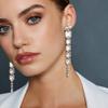 BriLove Iridescent AB Silver-Tone Women's Fashion Rhinestone Square Necklace Dangle Earrings Sparkly Crystal Geometric Statement Jewelry Set for Party Prom view 3
