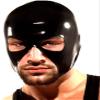 Latex Hood Mask Black Rubber Hood with Big Eyes and Chin Open Latex Mask (Customized SIZE, Blue) view 1