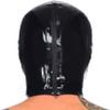 Latex Hood Mask Black Rubber Hood with Big Eyes and Chin Open Latex Mask (Customized SIZE, Blue) view 2