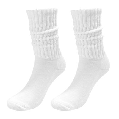 YOLAI Women Solid Color Crew Socks Colorful Lightweight Athletic Socks Soft Breathable Cozy Stretch Stacked Socks (White, One Size)
