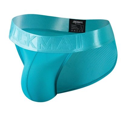 JOCKMAIL Mens Mesh Boxers Briefs Ice Silk Sexy Men Sports Mesh Breathable Brief Men's Athletic Shorts Underwear (XL, 387Light Blue)