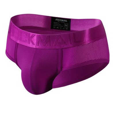 JOCKMAIL Mens Mesh Boxers Briefs Ice Silk Sexy Men Sports Mesh Breathable Brief Men's Athletic Shorts Underwear (XXL, 386Purple)