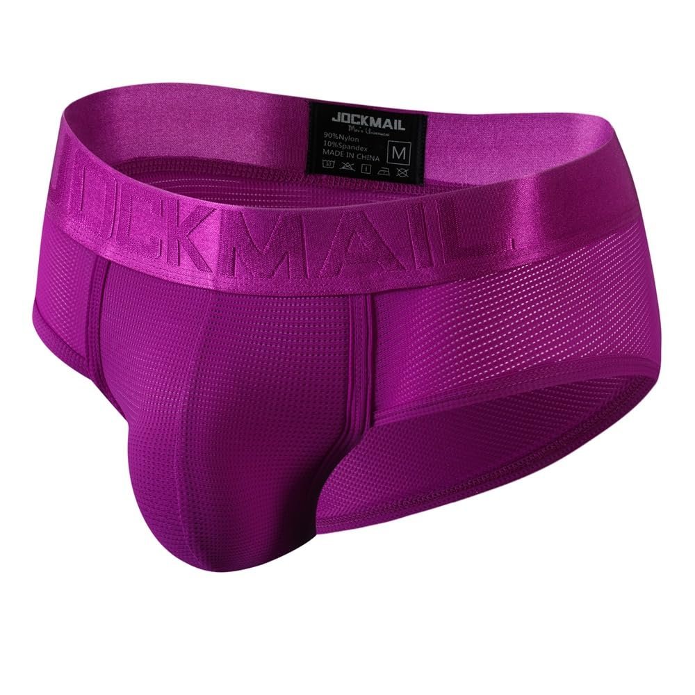 JOCKMAIL Mens Mesh Boxers Briefs Ice Silk Sexy Men Sports Mesh Breathable Brief Men's Athletic Shorts Underwear (XXL, 386Purple)