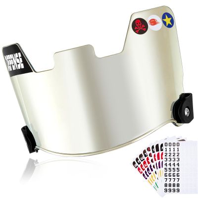 Copkim Universal Football Helmet Visor for Youth Adult Kids Football Visor for Helmet with 9 Set DIY Stickers and 2 Visor Clips Scratch Resistant Fog Lacrosse Football Eye-Shield Visor(Clear Silver)