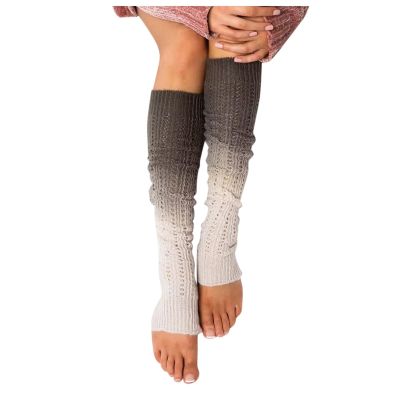 YOLAI Women Gradient Color Knee-High Socks Knit Stacked Socks Fall and Winter Warm Leg Warmers Stockings (Coffee, One Size)