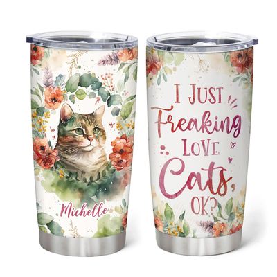 Hyturtle Personalized Cat Tumbler Cup Gifts For Women - Birthday Christmas Gifts For Cat Lovers - Cat Gifts - Animal Lover Gifts - Custom Name 20oz Insulated Stainless Steel Travel Tumbler