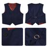 Boy Navy Blue Suit for Kids Wedding Tuxedo Suits Slim Fit Size 6 Formal Dresswear Vest Set with White Shirt and Bow Tie Ring Bearer Outfit view 4