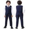 Boy Navy Blue Suit for Kids Wedding Tuxedo Suits Slim Fit Size 7 Formal Dresswear Vest Set with White Shirt and Bow Tie Ring Bearer Outfit view 2