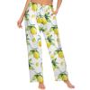 Ysidec Yellow Lemon Green Leaves Women Lounge Pants Comfy Pajama Bottom Drawstring Sleepwear Long Pajamas Pants M