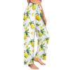 Ysidec Yellow Lemon Green Leaves Women Lounge Pants Comfy Pajama Bottom Drawstring Sleepwear Long Pajamas Pants M view 2