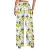 Ysidec Yellow Lemon Green Leaves Women Lounge Pants Comfy Pajama Bottom Drawstring Sleepwear Long Pajamas Pants M view 3