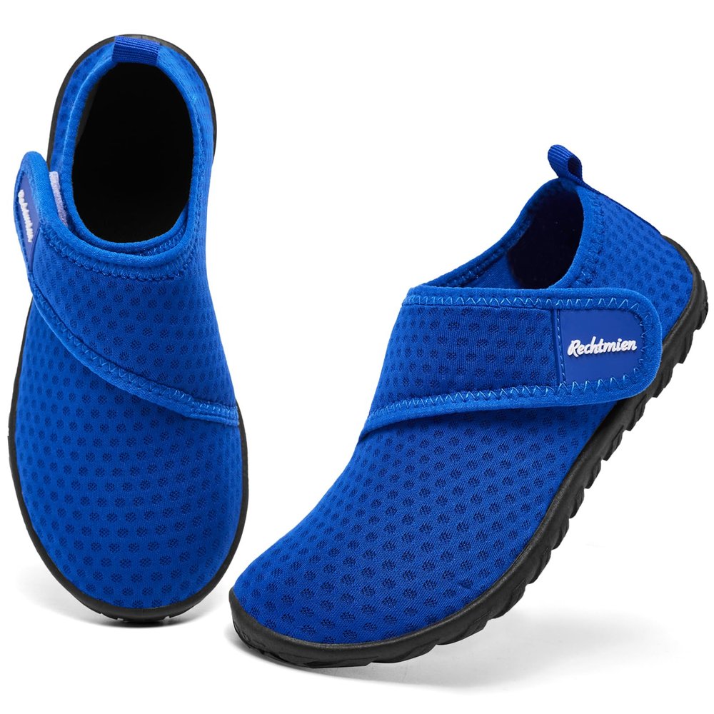 Rechtmien Boys Toddler Kid Water Shoes Barefoot Quick Dry Sports Swim Water Park Shoes Lightweight Non-Slip Garden Beach Pool Aqua Shoes Blue 12 Little Kid