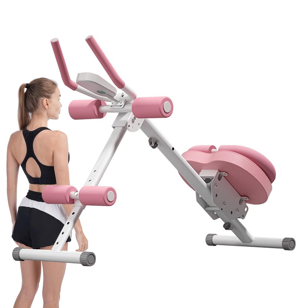 RIEJIN Height Adjustable Ab Trainer Abdominal Whole Body Workout Machine Waist Cruncher Core Toner, Leg, Thighs, Buttocks Shaper with LCD Monitor
