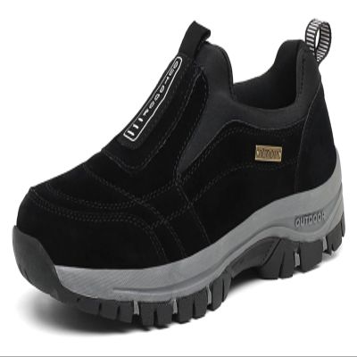 Men's Fashionable Outdoor Shoes Men's Hiking Shoes, Wide Breathable Non Slip Trial Hiking Shoes, Outdoor Hiking Orthopedic Shoes for Men, Blue/Khaki/Black(Black,7.5)