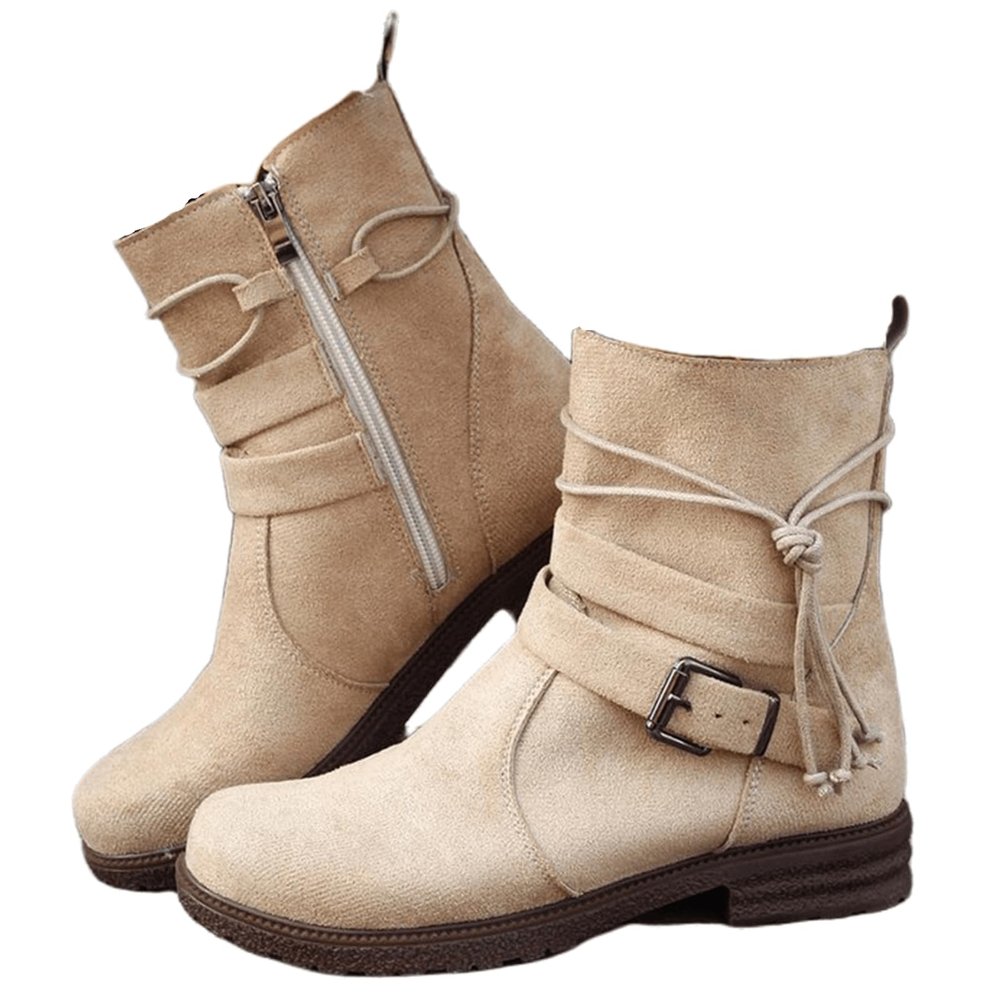 Ladmiple Cowgirl Boots Square Toe Women Short Women's Mid Calf Combat Riding Fashion Winter Boots Side Zipper Low Heel Motorcycle Military Biker Boots Dress Ankle Booties 2023