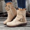 Ladmiple Cowgirl Boots Square Toe Women Short Women's Mid Calf Combat Riding Fashion Winter Boots Side Zipper Low Heel Motorcycle Military Biker Boots Dress Ankle Booties 2023 view 2