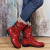 Ladmiple Cowboy Boots For Women Black And Red Womens Combat Boots Side Zipper Mid Calf Low Heel Motorcycle Riding Military Biker Boots Winter Western Dress Ankle Booties 2023 view 2