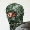 CLAPE Distressed Full Face Ski Mask Unisex Camo Balaclava Hood Knitted Shiesty Mask Windproof Winter Beanie Face Cover view 2